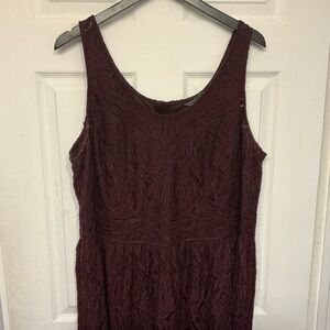 Elegant Lace Sleeveless Dress - Burgundy/Dark purple plus size